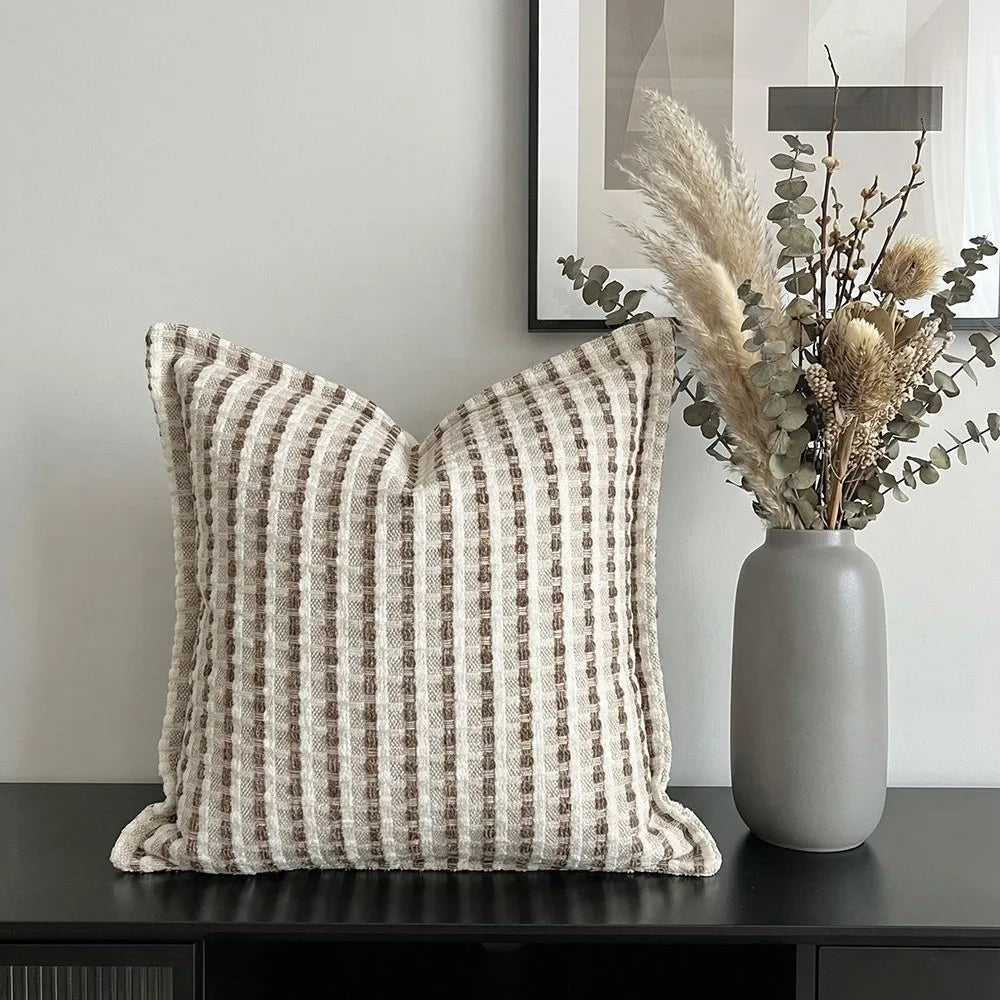 coussin carré moderne carreaux rayures 100 polyester décoration maison voiture 45x45cm