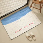 tapis bain antidérapant blanc bleu gris moderne humoristique graphique lavable résistant salissures