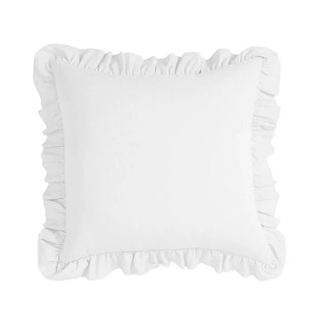 housses coussin coton couleur blanc vert bleu violet marron bords froncés texture tissu decoratif