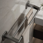 porte serviettes mural adhésif gris métallisé texture brossée moderne sans perçage salle bain double