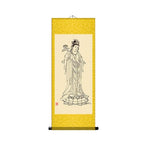 affiche murale calligraphie bouddhiste illustrations religieuses motifs floraux suspendue clips suspension traditionnel