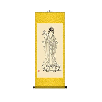 affiche murale calligraphie bouddhiste illustrations religieuses motifs floraux suspendue clips suspension traditionnel
