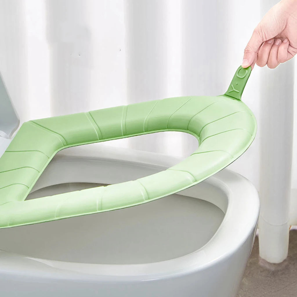coussin toilette rose clair vert pastel gris clair texture cuir moderne clips fixations confortables