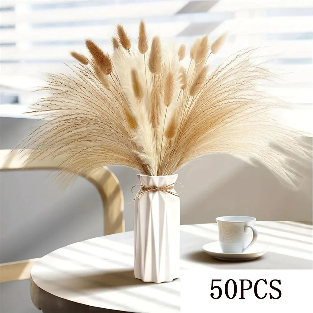bouquet fleurs séchées naturel boho chic vase blanc décoration maison anniversaire mariage festive