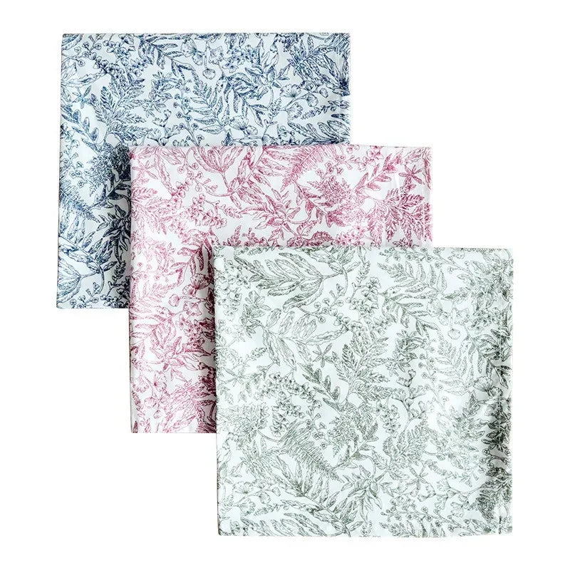 serviettes table coton imprimées florales bleu rose vert classiques cuisine festive