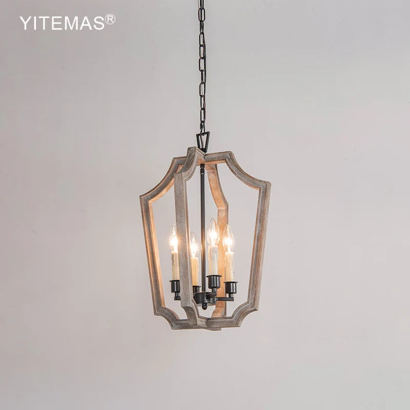 lampe suspendue bois naturel structure géométrique vintage ampoules e14 four pieces chambre salle manger