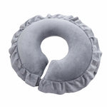 coussin massage velours gris clair confortable support facial relaxation voyage toile coton polyester