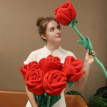 fleur artificielle rouge velours moderne décoration intérieure mariage saint valentin bouquet grande taille