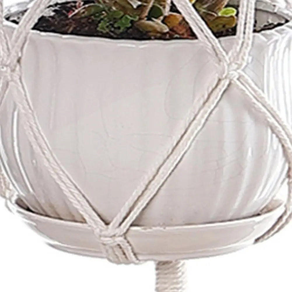 sac plante suspendu macramé blanc boho artisanal pot fleurs blanc