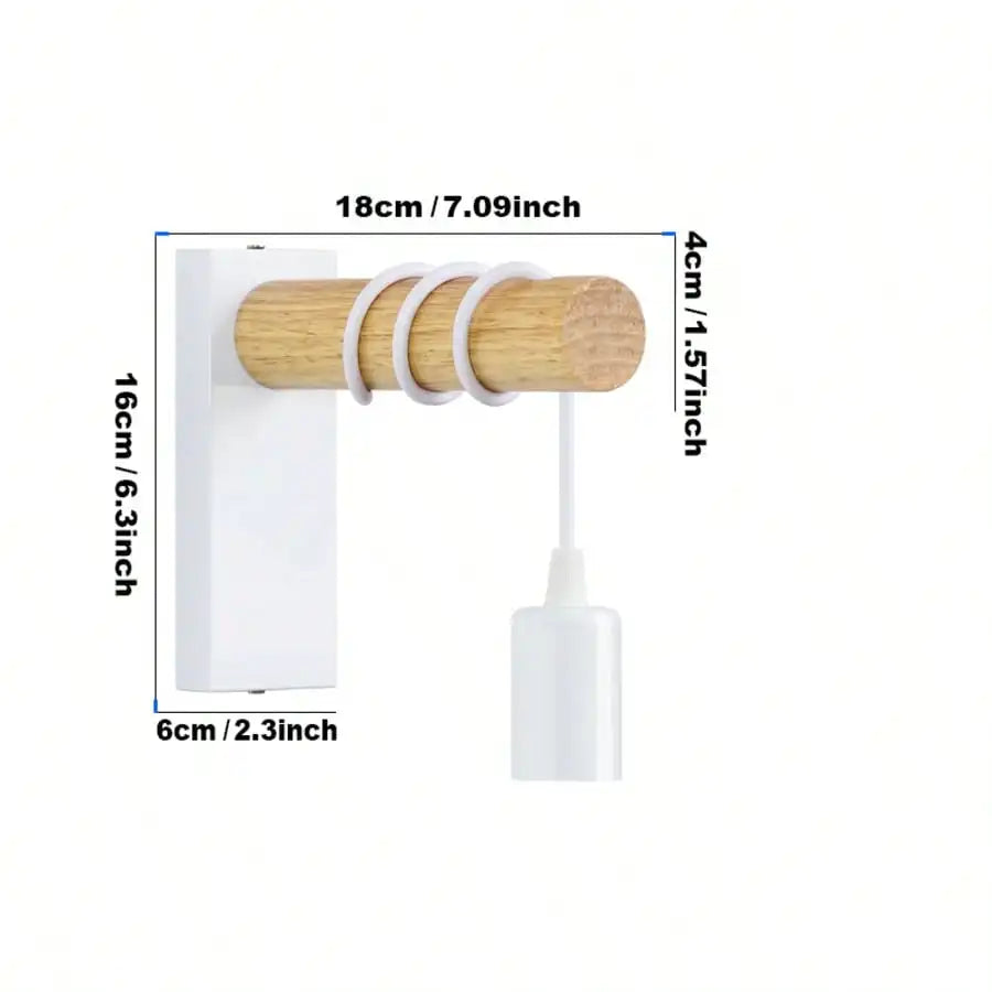 lampe murale bois naturel spirales noires moderne rustique fixée mur entrée chambre étude salon