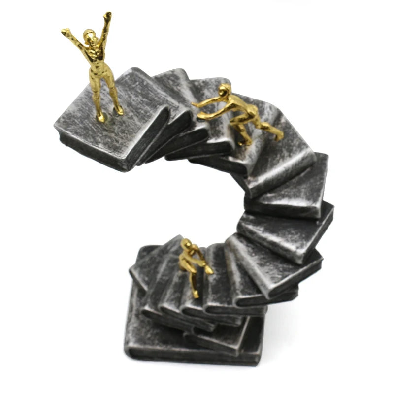 décoration abstraite sculpture noir doré livres escalier figurines moderne chambre salon nordique
