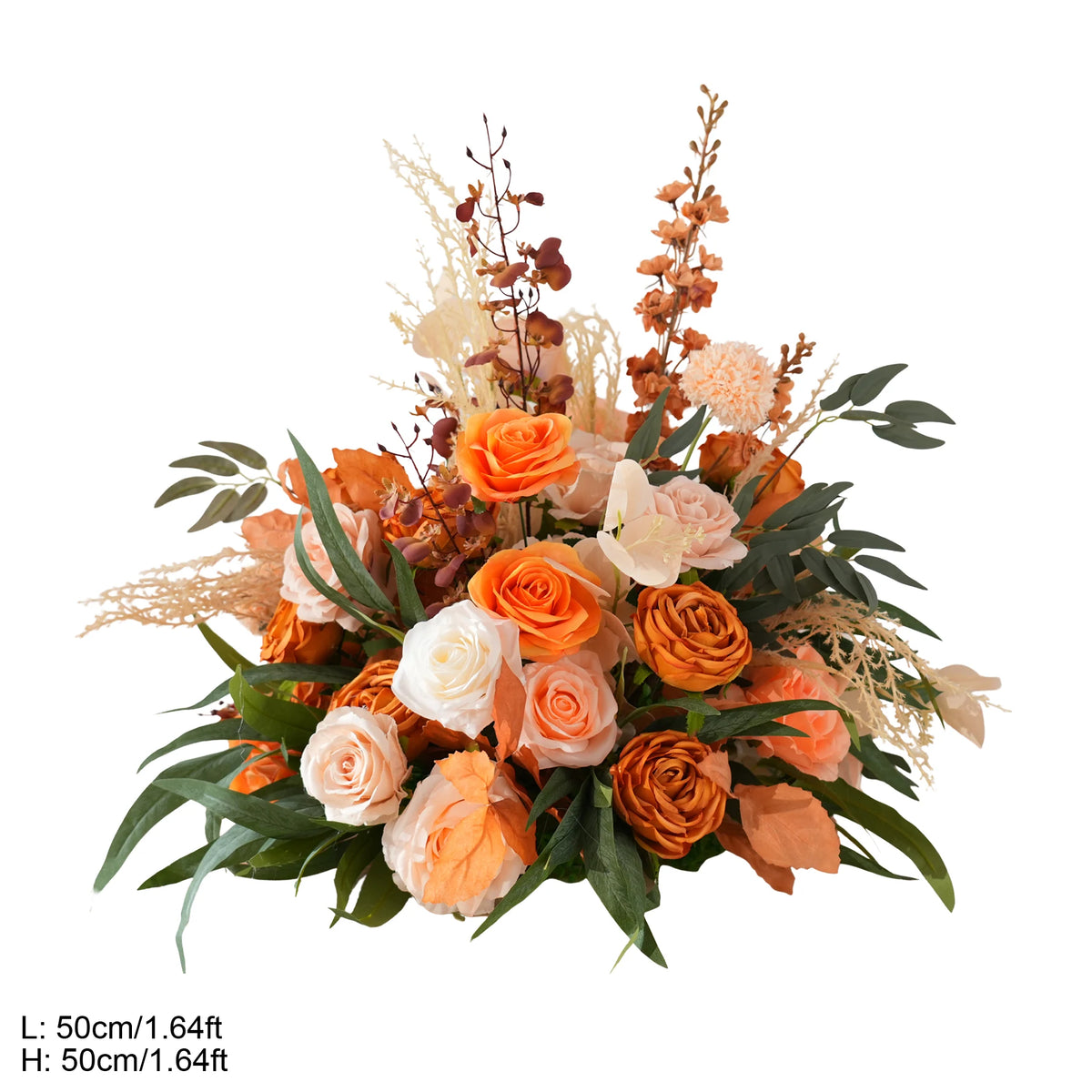 arche décorative boho chic fleurs artificielles orange feuilles vertes franges blanches extérieur mariage anniversaireévénement