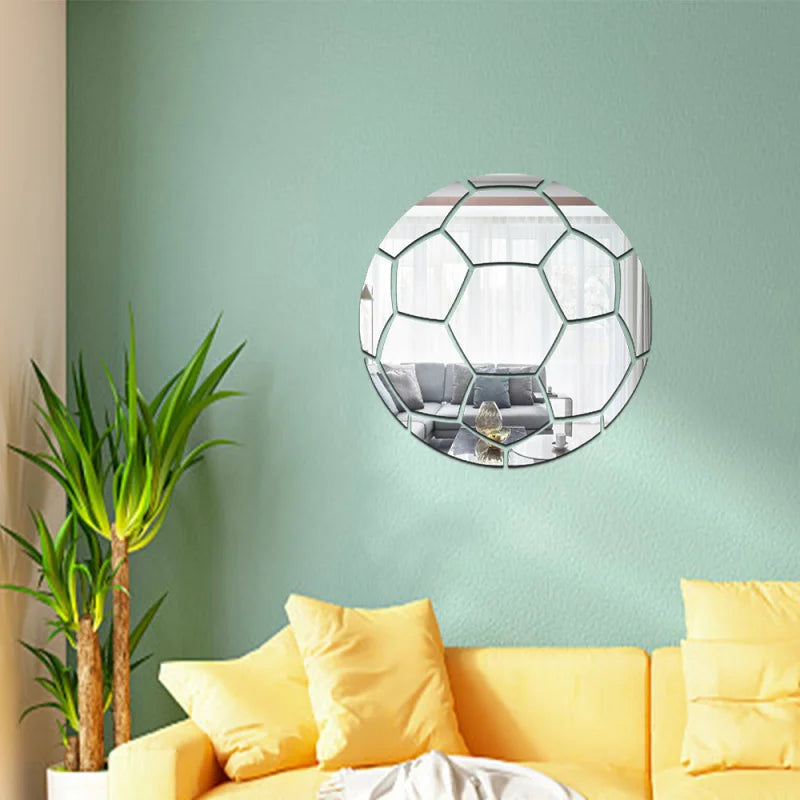 miroir mural argenté hexagonnel moderne adhésif salle bain chambre decoration