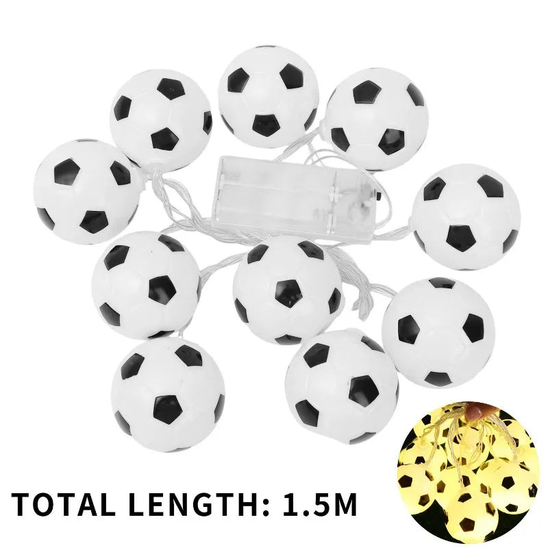 guirlande lumineuse football blanc noir jaune motifs ballons festif anniversaire mariage événement