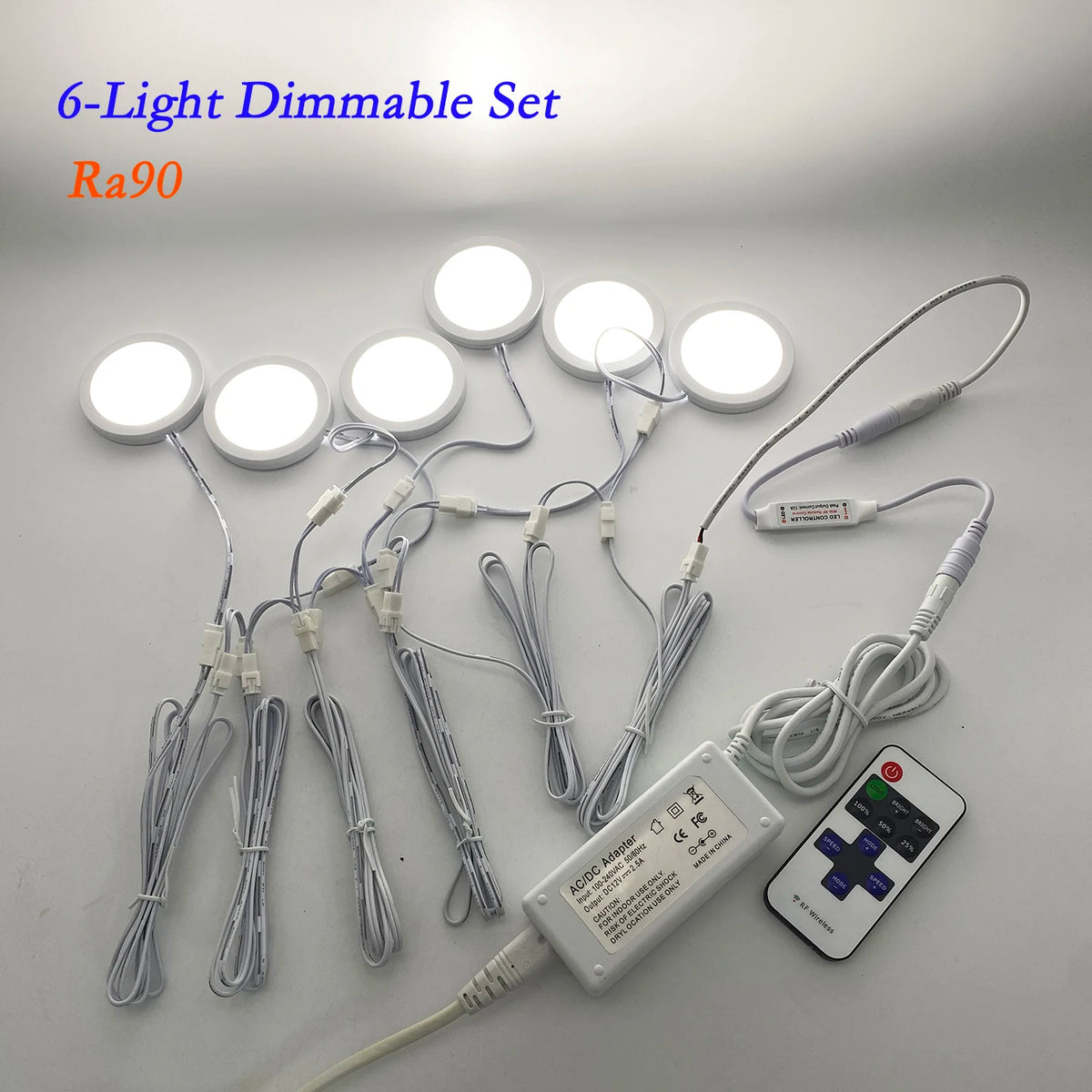 ensemble luminaires led blanc moderne 6000k télécommande câbles adaptateur dc12v 3w