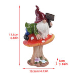 statue gnome jardin résine rouge blanc vert bienvenue fleur décoration patio fantaisie rustique