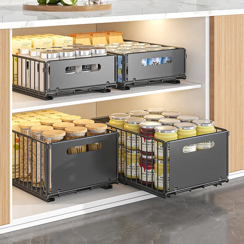 organiseur rangement noir grille métallique moderne clips fixations boîtes conservation tiroirs cuisine echangemax