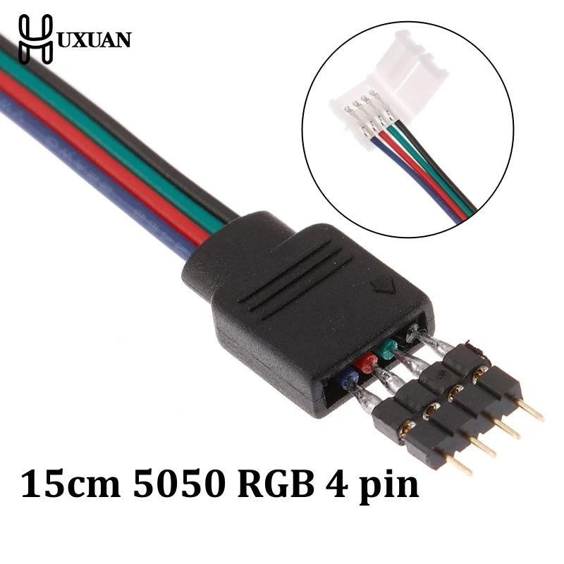 câble led rgb noir blanc connecteur femelle mâle 24v plat moderne 15cm