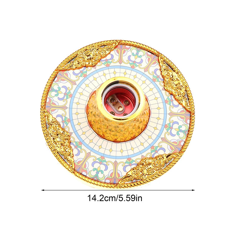 support lampe ornemental baroque or argent rouge ornements floraux motifs géométriques opaques