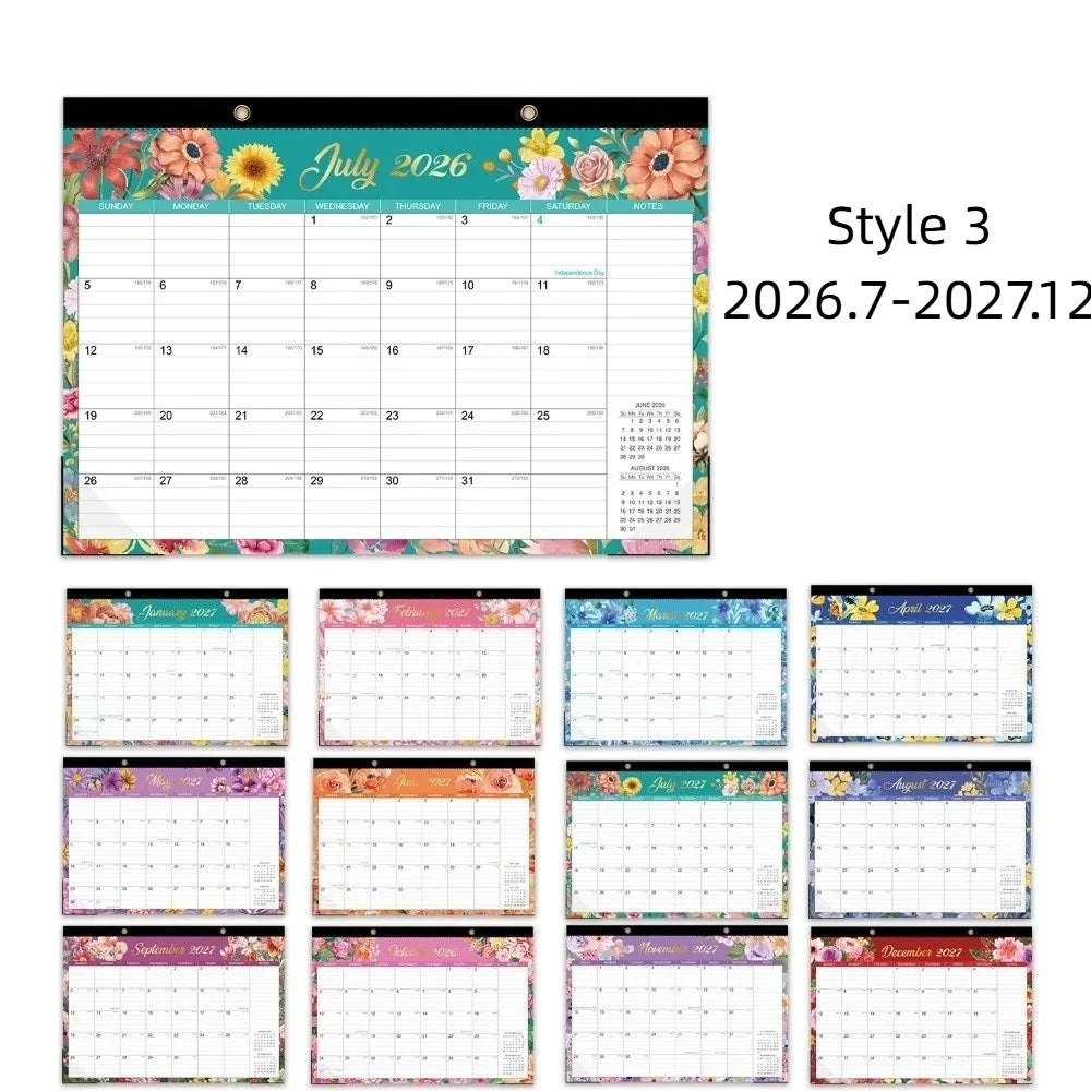 calendrier mural floral moderne notes faire planification quotidienne 18 mois