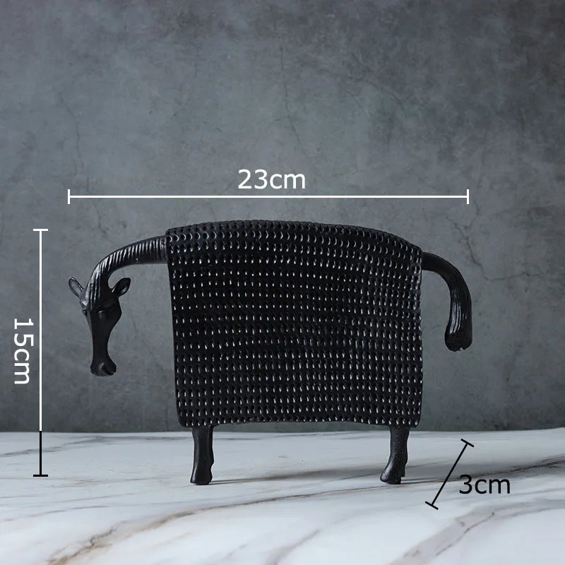 figurines animales vaches résine noir blanc modernes minimalistes décoratives deux image