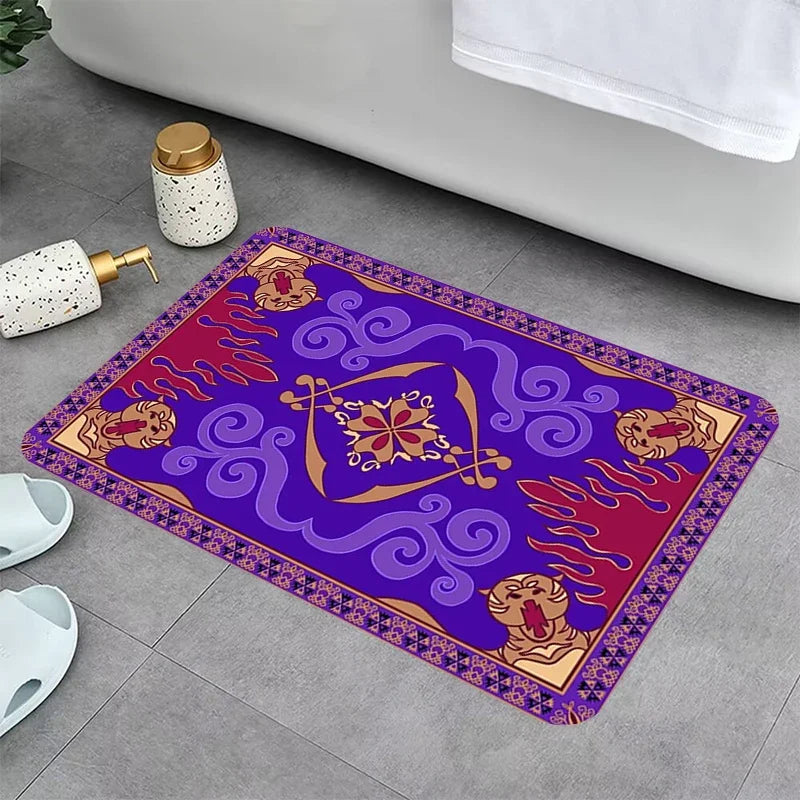 tapis violet floral moderne antidérapant polypropylène intérieur extérieur 40x120cm 40x60cm 50x160cm 50x80cm 60x180cm 60x90cm
