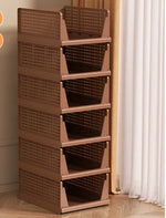 paniers rangement blancs perforés empilables respectueux environnement moderne fournis clips armoire vêtements pliés