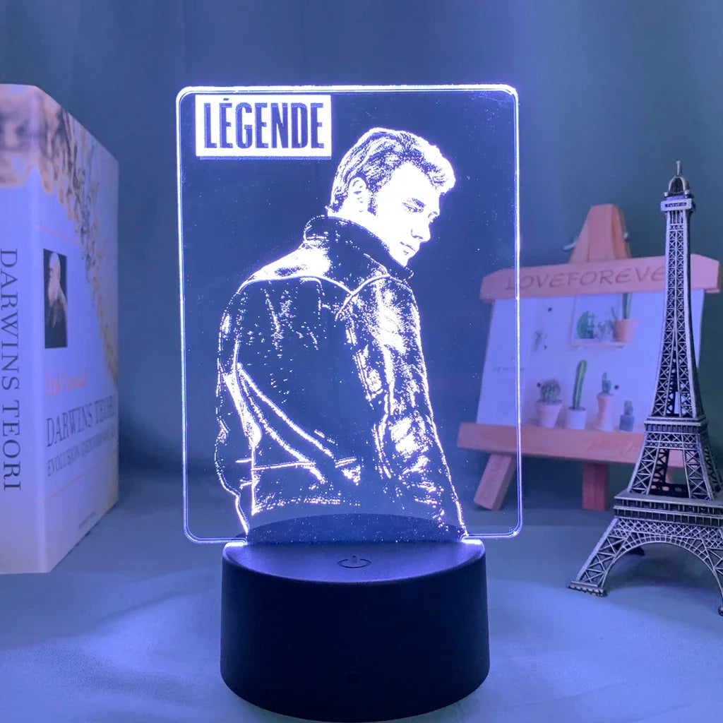 lampe nuit 3d portrait johnny hallyday veilleuse led couleur changeante telecommande usb