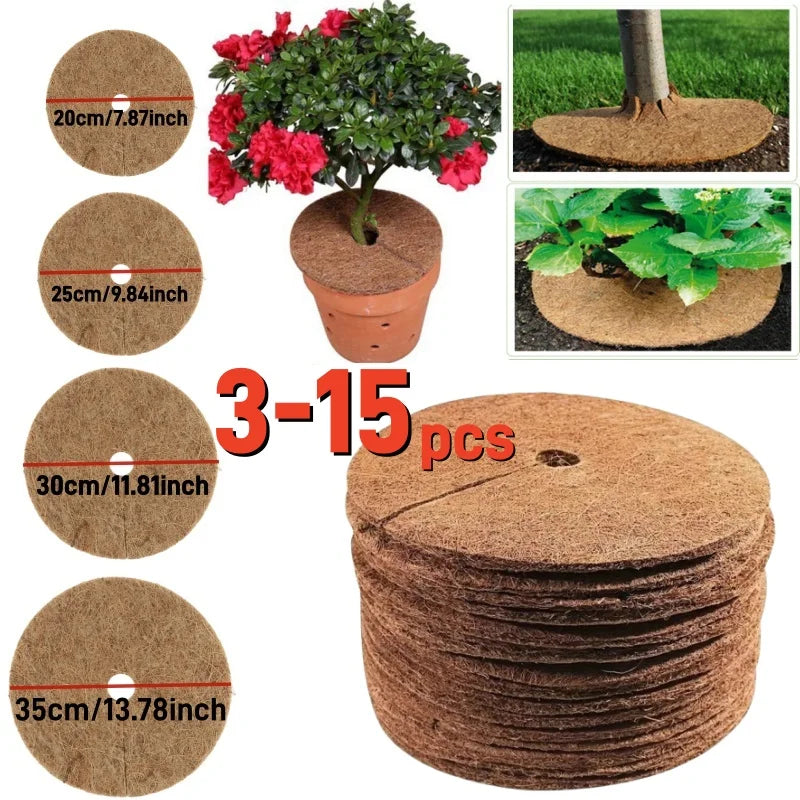 tapis protection pots fleurs marron clair texture naturelle antigel biodegradable 20cm 25cm 30cm 35cm