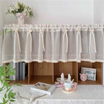 rideau transparent beige texturé dentelle bord fenêtre extérieure vintage rustique chambre décoration