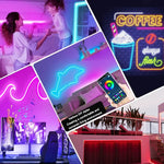 ruban led flexible multicolore rgb moderne clips contrôleur distance éclairage salon technologie usb tuya