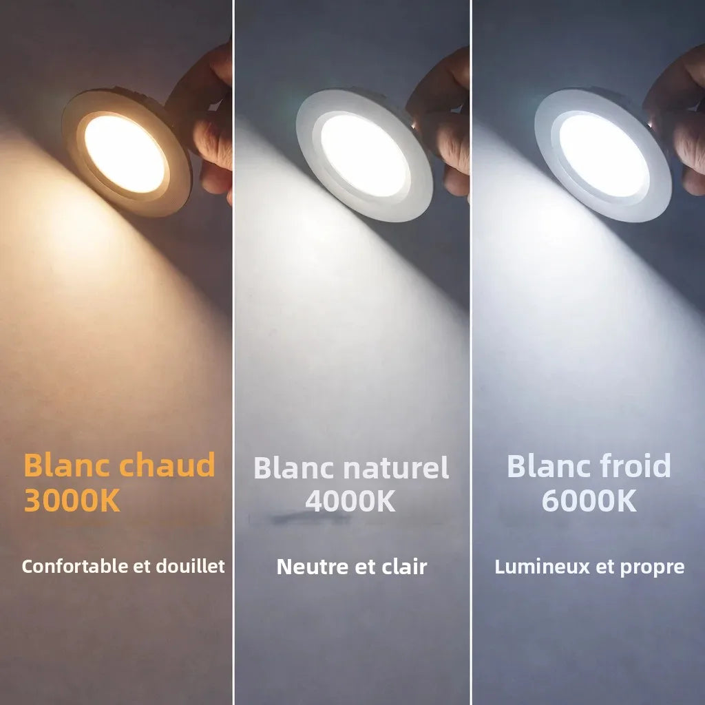 spots led encastrables 3w noir blanc argent 55mm modernes minimalistes