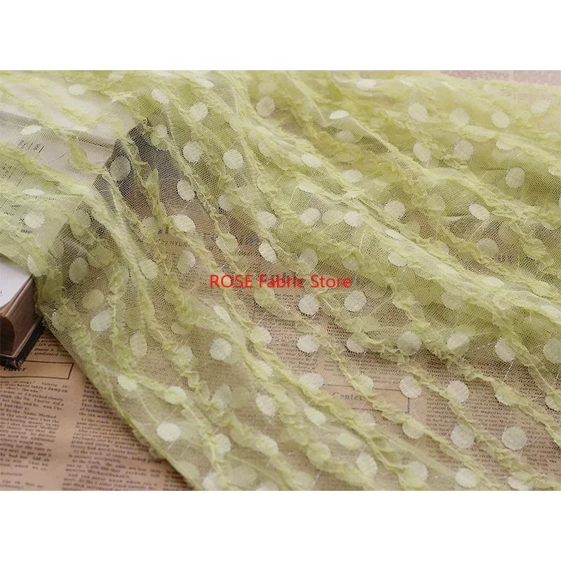 tissu dentelle brodée pois 3d tulle maille jacquard rayé été vocation plage blanc rose