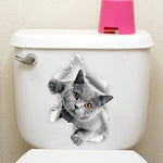 sticker mural 3d chaton orange gris opale adhésif salle bain décoration animaux