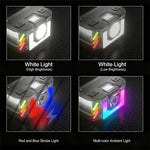 lampe frontale led rechargeable écran batterie couleurs multiples modes lumière stroboscopique