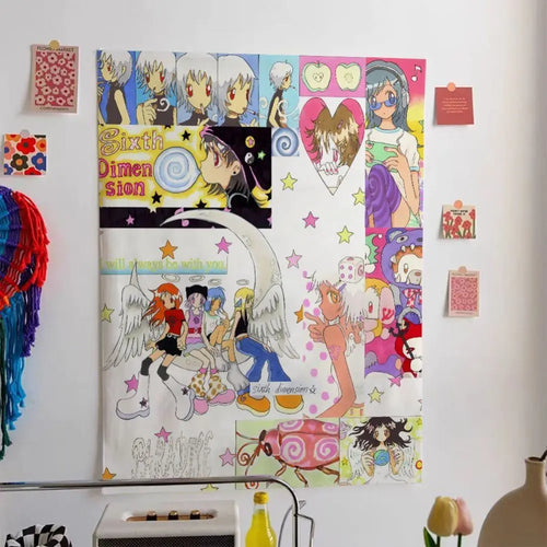 toile d'art pop multicolore personnages animés clips opaques suspension décoration mur