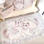tapis dessin animé mignon chats coeurs rose polyester salon chambre décoration