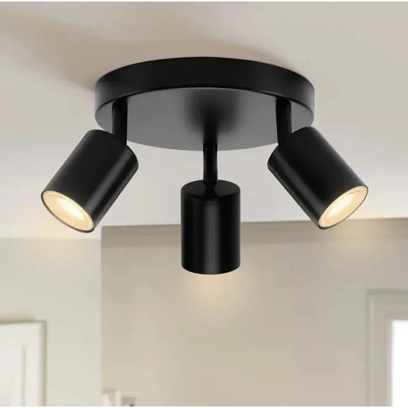 Spot LED noir moderne minimaliste fixation murale têtes têtes rond lisse
