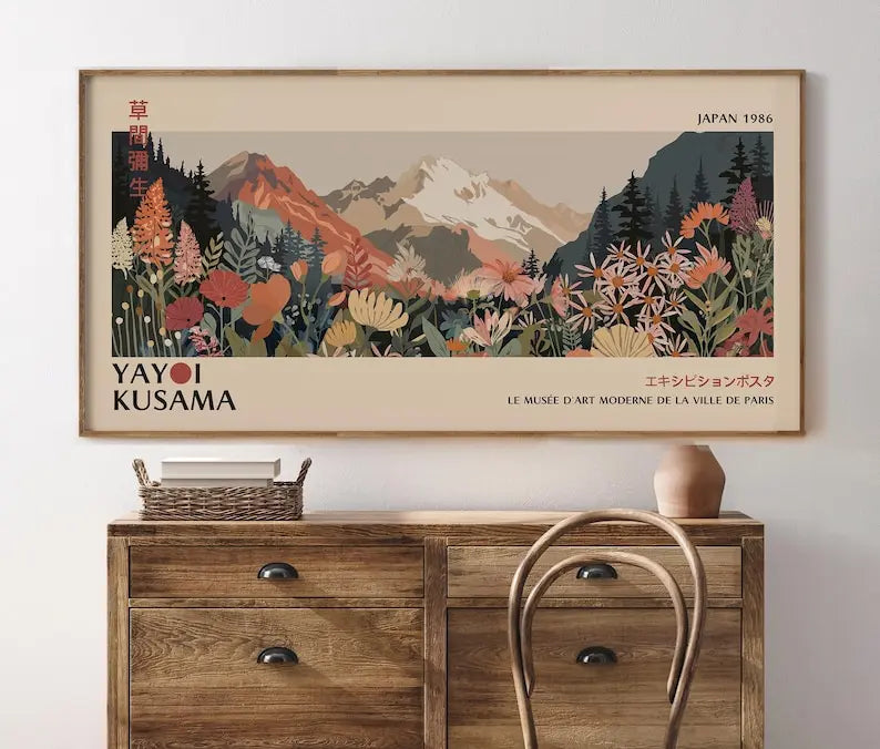 affiche murale moderne toile paysage floral japonais graphique vintage sans cadre chambre salon
