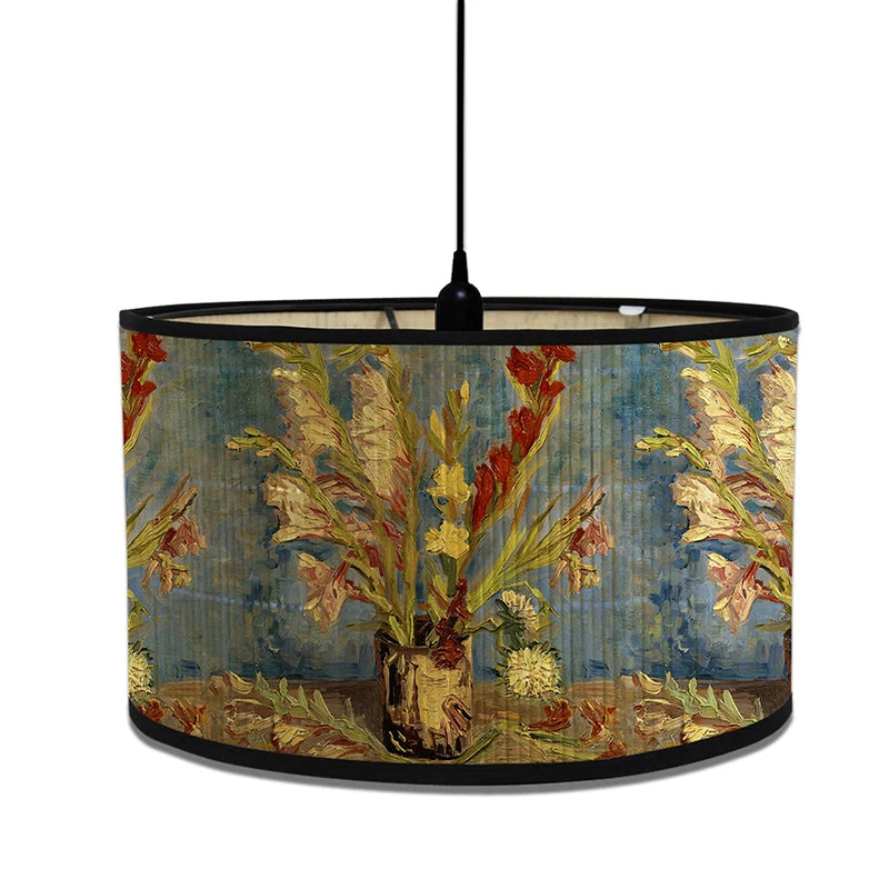 abat jour van gogh peintures nuit étoilée fleurs tournesol bambou art déco