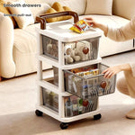 meuble rangement tiroirs roues blanc moderne rayures grises