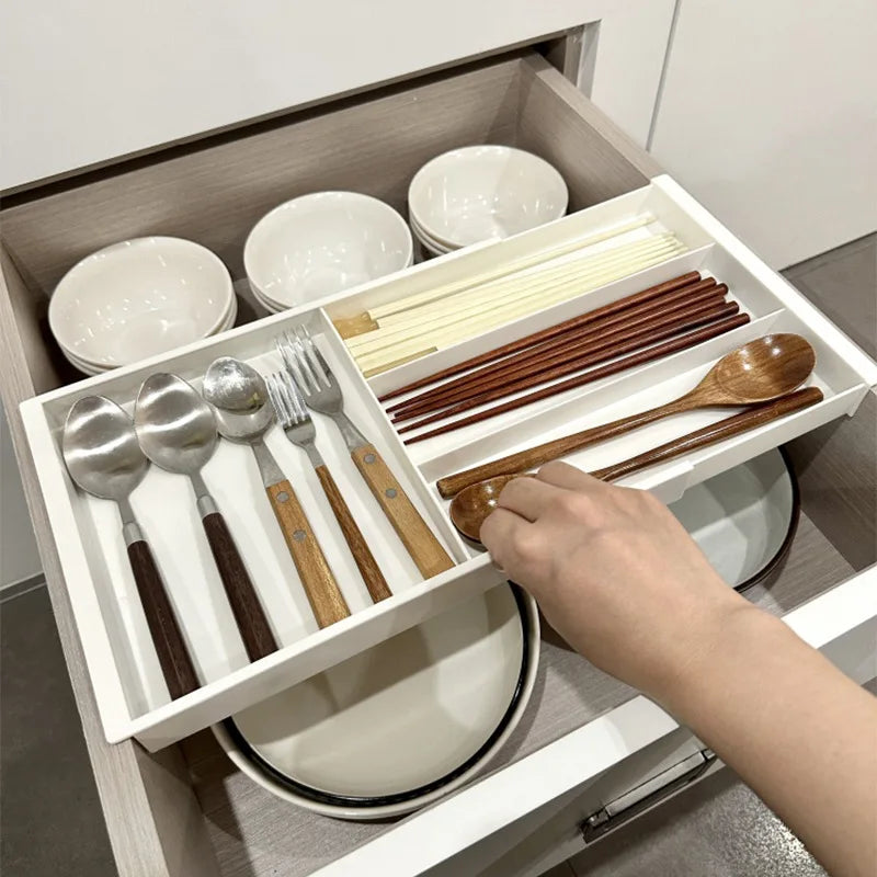 Organisateur de tiroir extensible noir pour couverts de cuisine Ombre Interieur