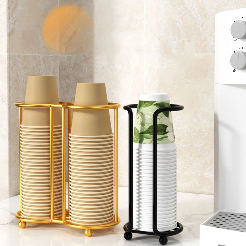 porte tasses moderne tasses blanc beige vert fleurs feuilles support rangement
