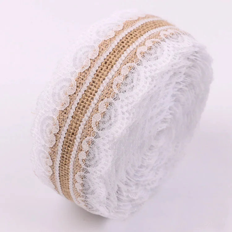 rubans polyester jute vintage largeur beige blanc dentelle opaques événements cadeaux anniversaire
