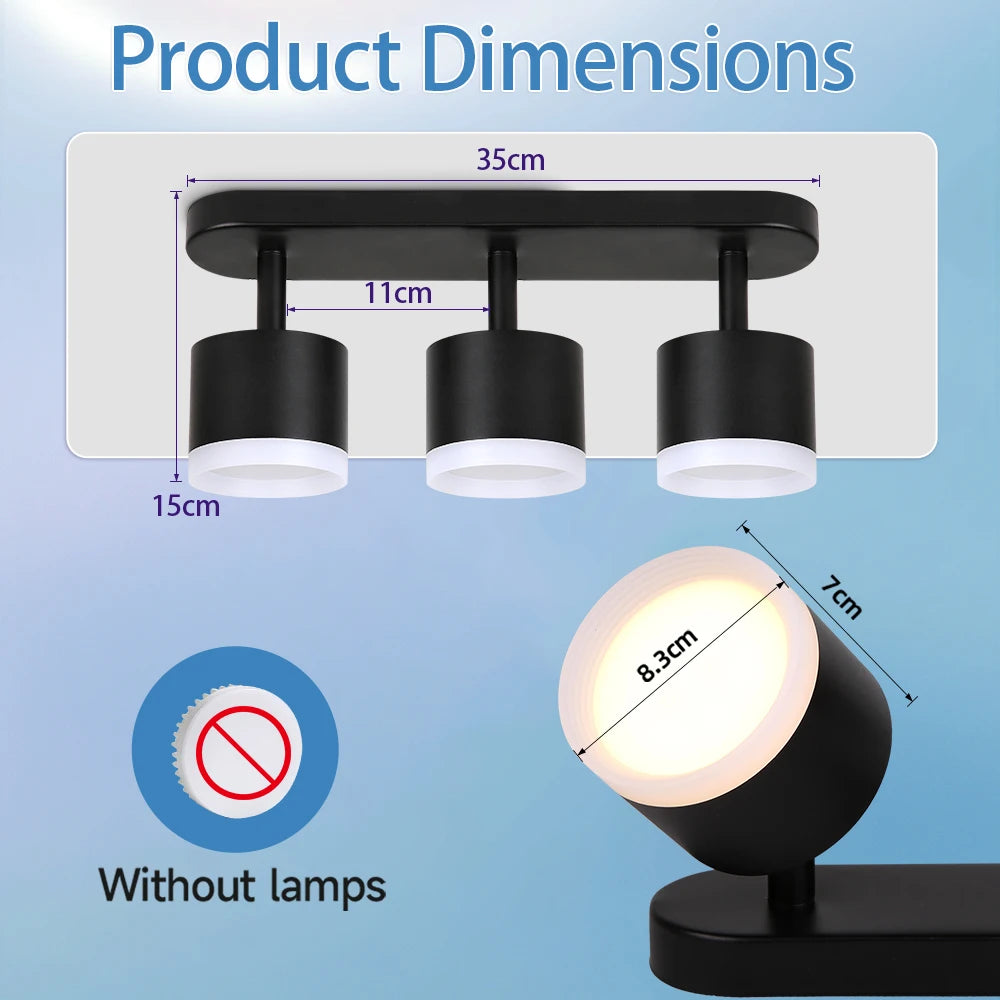lampe moderne noir 35cm 15cm led gx53 3000k 4500k 6000k touch switch