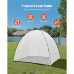 tente peinture oxford blanc moderne plancher intégré évacuation fixations piquets