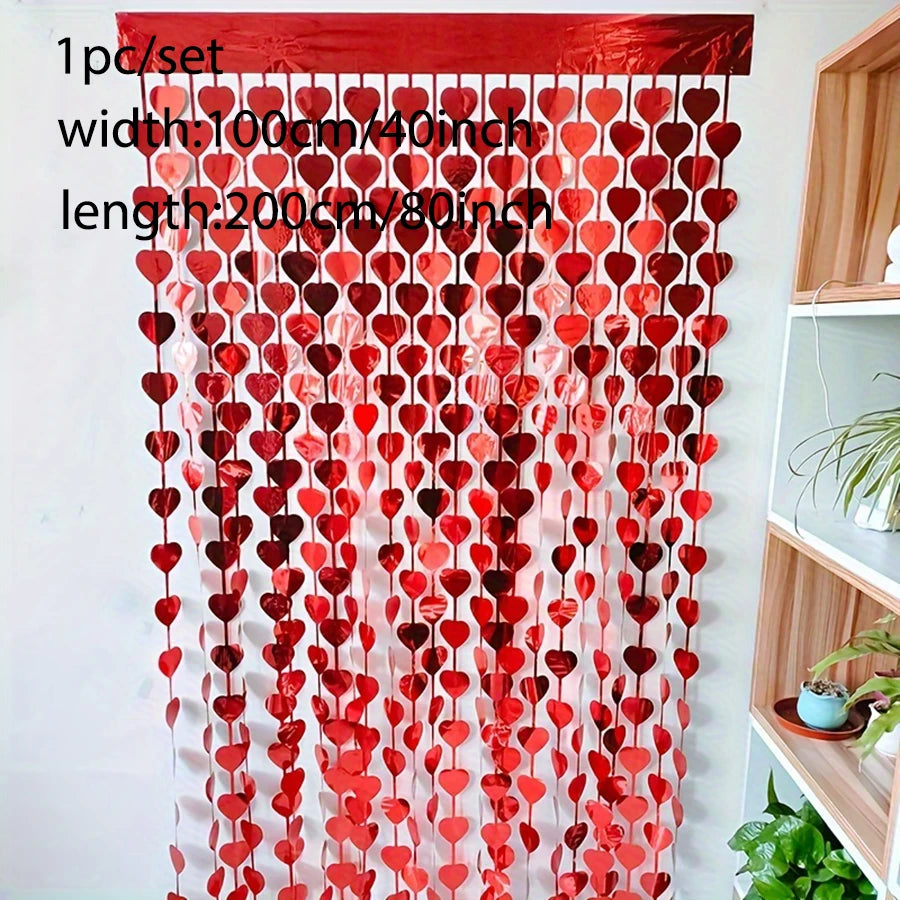rideau decoratif moderne rose violet noir coeurs anniversaire saint valentin noel