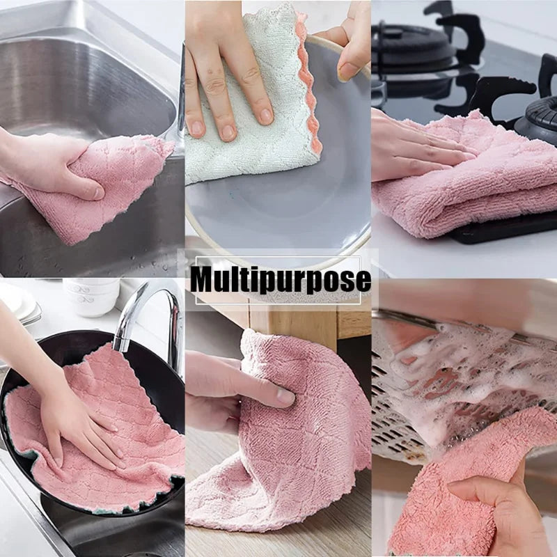 serviettes cuisine microfibre rose gris vert absorbantes double face utilitaires modernes