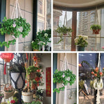 support plante suspendue macramé boho rotin blanc sculpté main decoration maison balcon jardin anneau