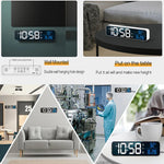 horloge numérique moderne blanc noir écran led affichage température double alarme snooze